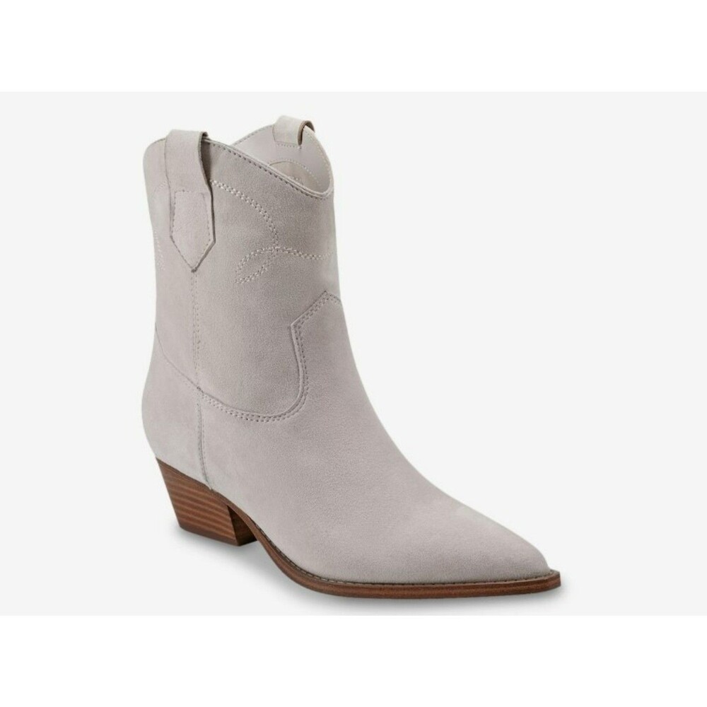Marc Fisher Nonie Taupe Suede Western Pointed Toe Cowboy Bootie Womens 8 NWOB